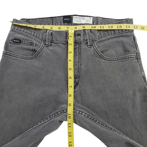RVCA Regvlars Jeans Mens 30x27 Gray Straight Leg Cotton Blend Casual Work Denim - Picture 10 of 11